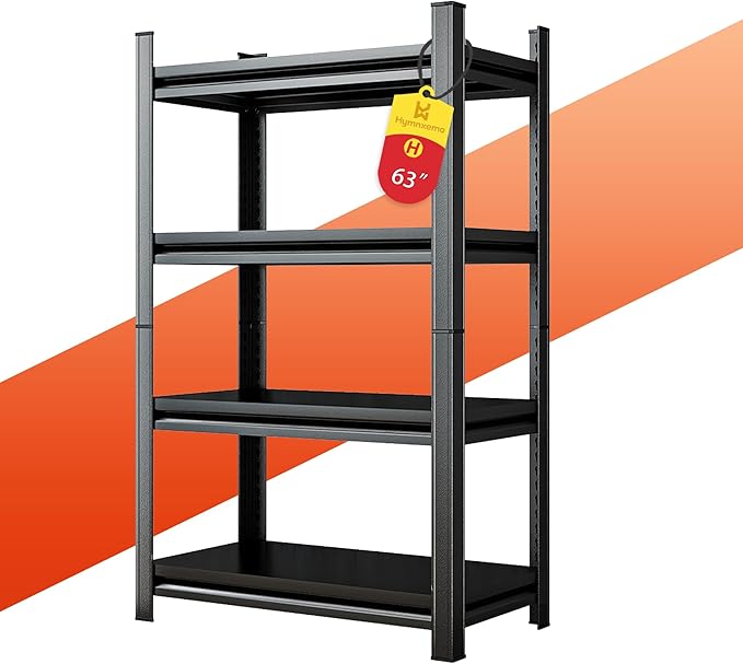 63''H Heavy Duty Metal Shelving Unit, 2500 lbs Total Capacity, Dual-Layer Column, Tool-Free Assembly, All-Steel Construction for Garage, Warehouse, Basement,39.4''W x 13.8''D x 63" H