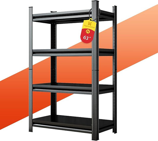 63''H Heavy Duty Metal Shelving Unit, 2500 lbs Total Capacity, Dual-Layer Column, Tool-Free Assembly, All-Steel Construction for Garage, Warehouse, Basement,39.4''W x 13.8''D x 63" H