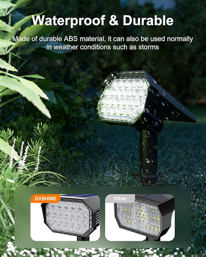 6 Pack Solar Powered Outdoor Spot Lights Outside Landscape Waterproof 24 LEDs Spotlights Dusk to Dawn for House Yard Tree, Plants, Outside, Patio, Garden, Statues, Superior Accent Lighting, 3 Modes