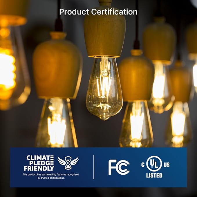 FLSNT 7W LED Edison Bulbs, 60W Equivalent, 90+ High CRI, 2700K Soft White, ST19 Vintage LED Light Bulbs, 800LM, E26 Base, Dimmable, 6 Pack