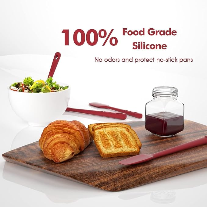 4 Pieces Silicone Spatula Set, Food Grade Rubber Spatula, Upgrade Strong Handle with Ergonomic Grip, Heat Resistant for Nonstick Cookware, Cooking