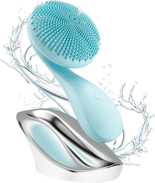 2 in 1 Facial Cleansing Brush, Rotating Magnetic Beads & Massage Cleaning Electric Face Scrubber, Waterproof and Rechargeable Exfoliating Face Scrubber Brush