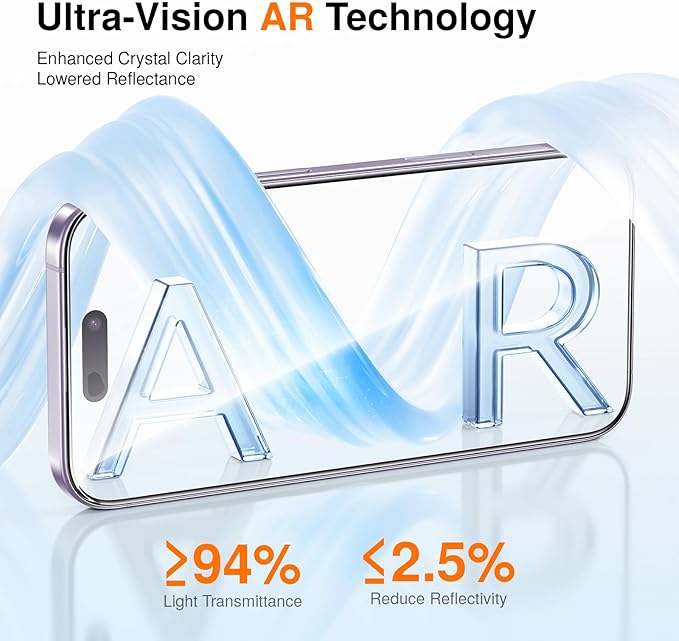 SMARTDEVIL AR Screen Protector for iPhone 17, 9H Hardness Military Grade Glass,Anti-Reflective Crystal Clarity,Bubble Free,Auto Dust Box-2 Pack