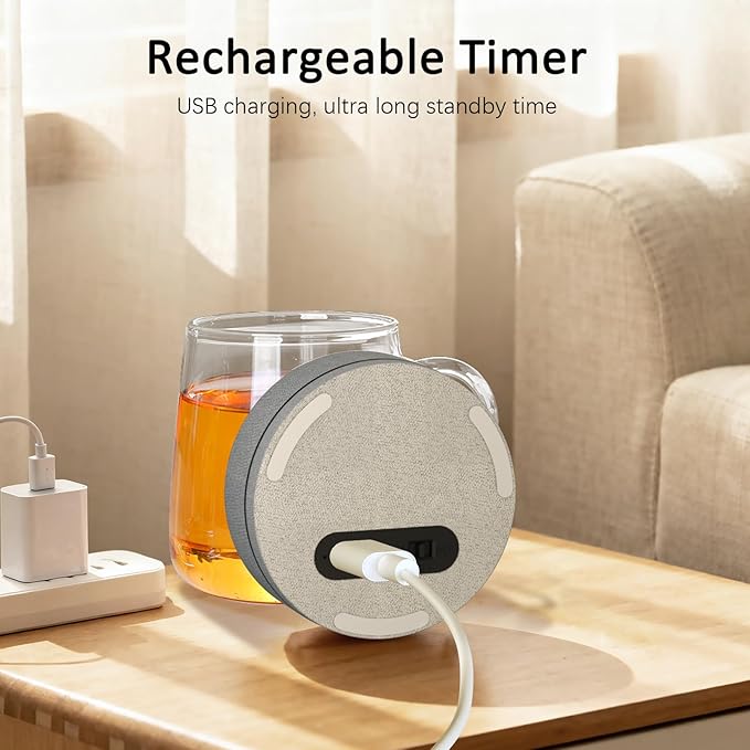 AVINIA Fabric Digital Kitchen Timer, Rechargeable with Large LED Display 0-99Mins, Magnetic Countdown Timers for Home Classroom Office Fitness Grey