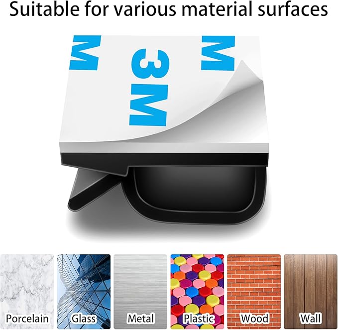 130 Pcs Cable Clips, Adhesive Cable Organizer Cord Holder Wire Clip Wire Management Self Adhesive Hooks Wire Holder for Office, Home(Black, 130PCS-Large)