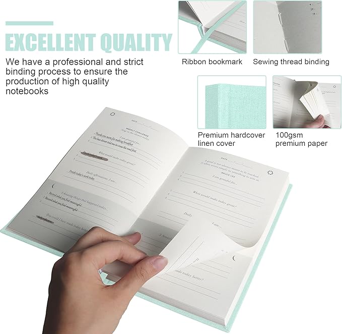 Gratitude Journal Daily Affirmations with Simple Guided Format-Undated Life Planner, Daily Planner, for You More Happiness, Positivity, Affirmation, Mindfulness&Self Care(Wathet Blue)