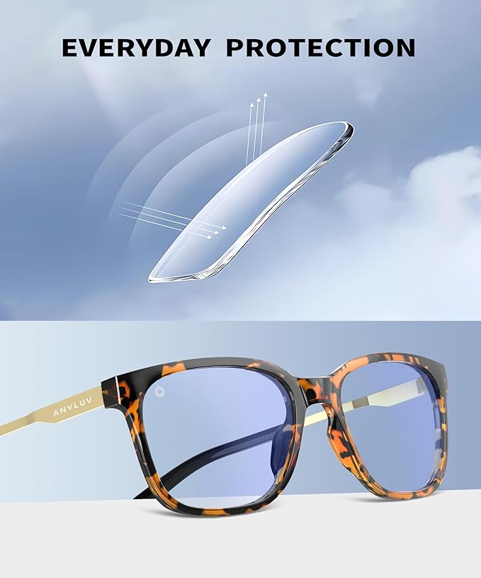ANYLUV Blue Light Glasses for Men, Computer Gaming Glasses men, Stylish Anti Eyestrain Blue Light Blocking Glasses Men