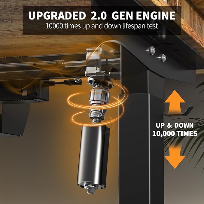 48 * 30 Inches Electric Standing Widened Desk Adjustable Height with 4 Drawers, Double Storage Shelves Stand Up Desk, Home Office Workstation Sit Stand up Desk (Light Rustic Brown)