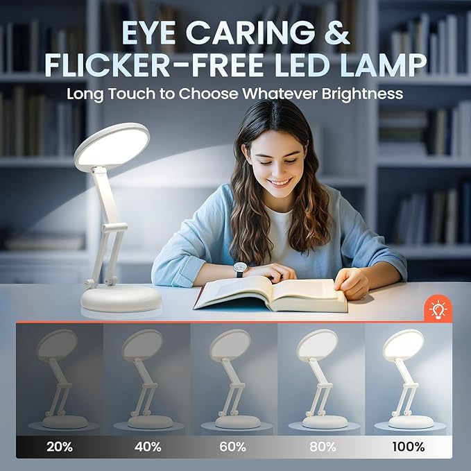 One Fire Cordless Desk Lamp,Dimmable Small Battery Powered Lights,3600mAh Rechargeable Wireless Table Lamp,Mini Lamp&Portable Light for Bed,Book Reading,Home for Small Spaces,Nail Light,Craft,Office