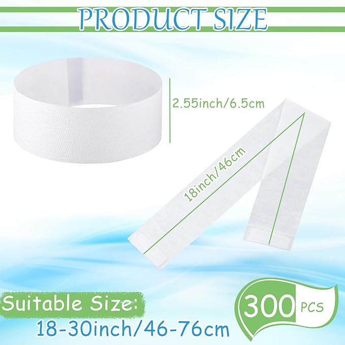 300 Pcs Disposable Spa Facial Headbands Stretch Non Woven Spa Headbands Elastic Skincare Head Wraps Soft Skin Care Hair Band with Convenient Closure for Women Makeup Salon Supplies(White)