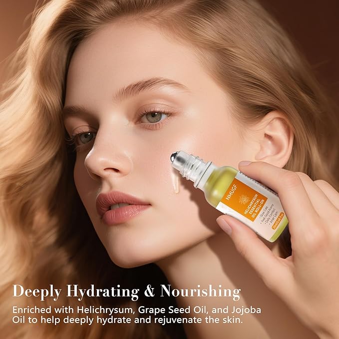 Helichrysum Essential Oil Roll On 20ml - Natural Helichrysum Oil Blend Roller for Aromatherapy & Skin Vitality, Massage, Happy, Relaxation, Stress Relief, Skin Care