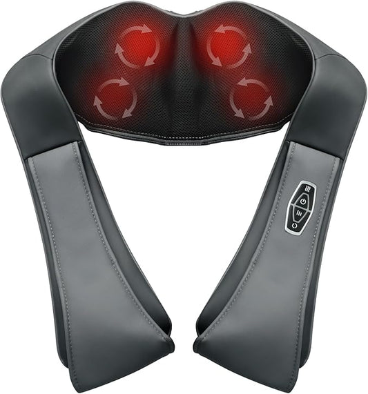 Cordless Shiatsu Neck & Back Massager for Pain Relief Deep Tissue with Heat, 3D Kneading Massage Pillow Back Shoulder Massagerfor Body Muscle, Use for Home Office Car, Gifts for Mom Dad