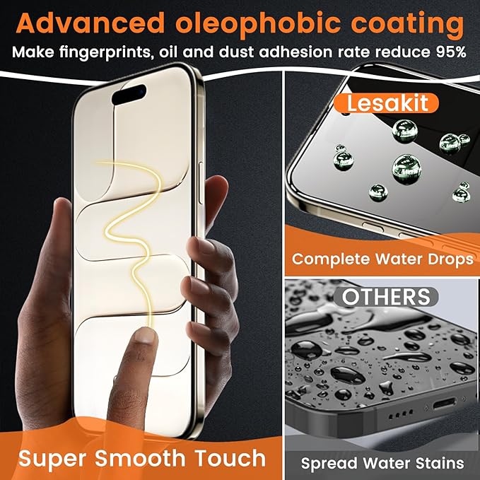 4 Pack Privacy Screen Protector for iPhone 17 Air 6.5-Inch with 4 Pack Camera Lens Protector, Anti Spy Tempered Glass Film 9H Hardness Bubble Free Case Friendly