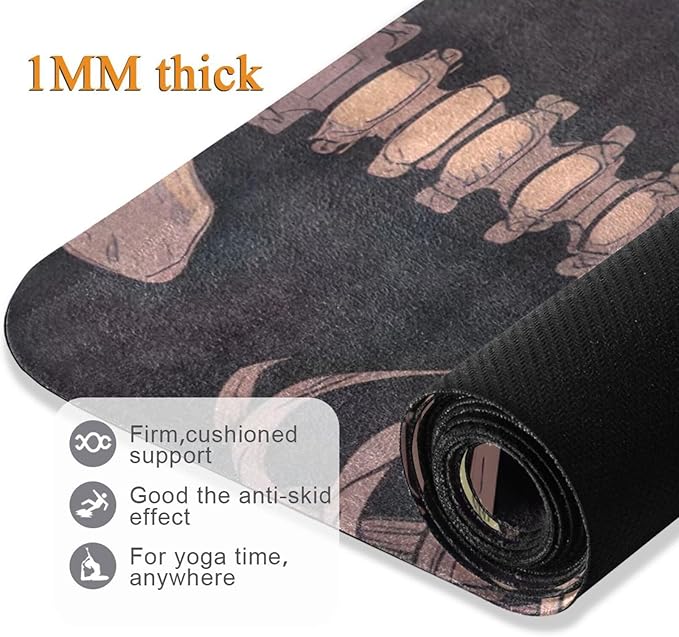 Funny Halloween Skeleton Yoga Mat, 71 x 26 Inch Non-slip Yoga Mats Folding Travel Exercise Mat Indoor Outdoor Gym Pilates with Storage Bag for Women Men