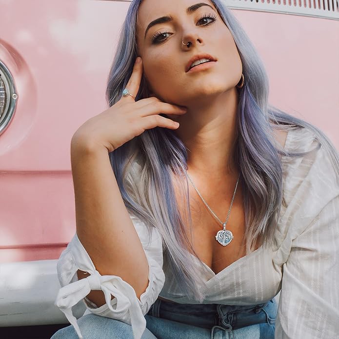 INFUSEU Tree of Life Pendant Aromatherapy Necklace for Women Essential Oil Diffuser Jewelry Healing Lava Rock Stone Heart Spiritual Gifts Items for Meditation Yoga Aroma Perfume