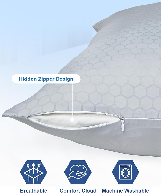 PCM Gel Print Cooling Pillow Cases Only,Queen Size Set of 2 with Double Sided Cold,Moisture Wicking Pillowcase Covers with Hidden Zipper Japanese Cold Tech Pillow Case Protectors for HotSleepers