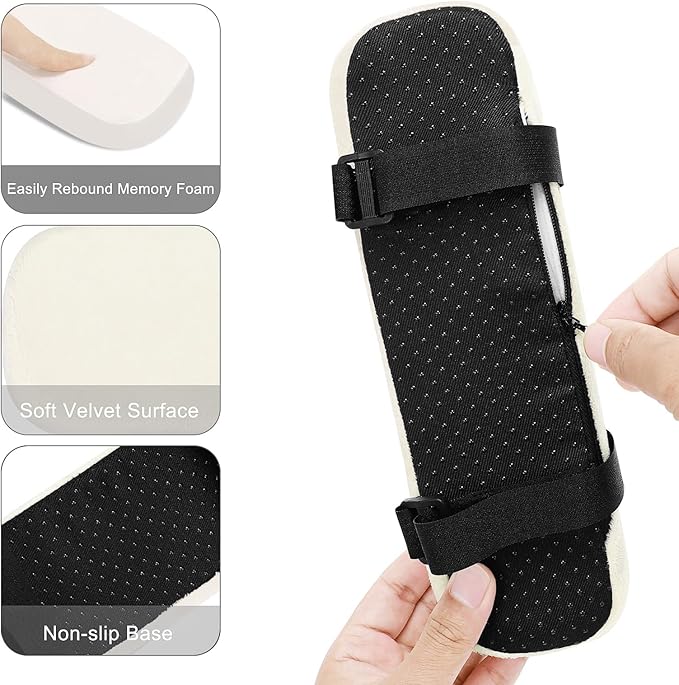 MOSISO Chair Armrest Pads (2 Pack), Memory Foam Home/Office Chair Arm Rest Covers Comfy Computer Gaming Elbow Cushion Removable Washable Elbow Support Forearm Pressure Relief, Beige