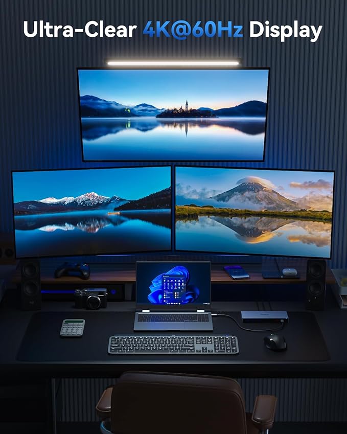 Dual HDMI Docking Station 3 Monitor,USB C Laptop Docking Station with 65W Power Adapter,2 HDMI Port,Displayport,USB 3.1/USB-C Data, Ethernet, Audio,SD&Micro SD Slot,PD Charging for Dell XPS/HP/Lenovo