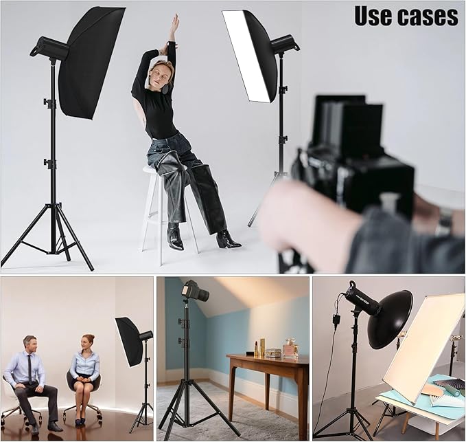 Professional Light Stand Photography 110"/9.2ft/280cm, Air Cushioned Photo Video Metal Tripod Stand for Softbox, Studio Light, Reflector, Ring Light, Heavy Duty Max Load 8kg/17.6lb, 1/4" Screw