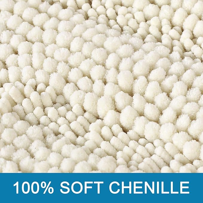 H.VERSAILTEX Bathroom Rugs Bath Rug Set 2 Piece Bathroom Contour Rug Toilet Mat Sets Non Slip Contour Bath Rug Ultra Thick Water Absorbent Striped Bath Mats Washable(36" x 24" Plus 20" x 24" U, Cream)