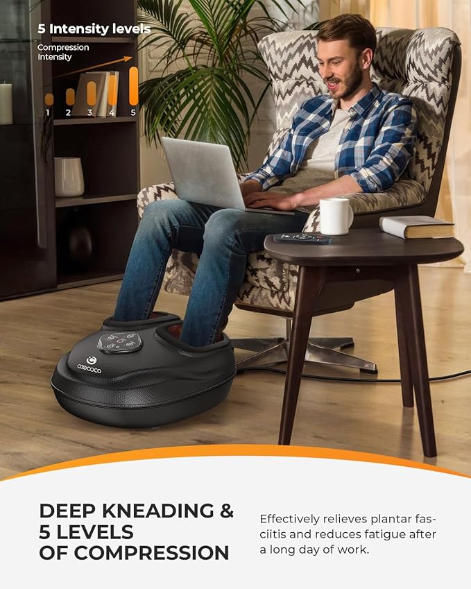 CooCoCo HSA Store Eligible Foot Massager with Heat, Plantar Fasciitis Feet Massager with Remote, Deep Kneading & Compression, FSA Foot Warmer for Home Office, Christmas Gifts for Women Men Mom Dad