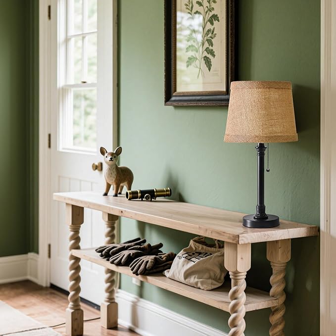 Oneach 19.5" Small Table Lamp for Bedroom - Bedside Lamps for Nightstand, Black Table Lamp for Living Room with Fabric Shade, Desk Reading Lamp for Kids Room Living Room Office Dorm