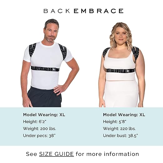 BackEmbrace Posture Corrector for Women and Men - Made in USA - Slim and Adjustable Shoulder Brace - Back Brace for Back Pain Relief - Black Drizzle XS/S