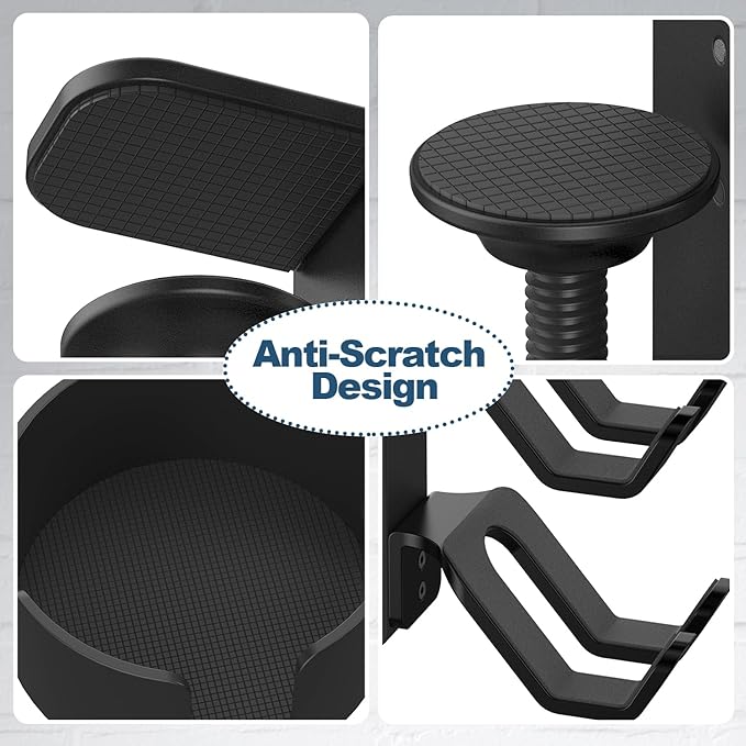 4 in 1 Desk Cup Holder with Headphone Hanger and Controller Stand Gaming Accessories, Universal Adjustable & Rotating Upgraded Arm Clamp for Coffee Mugs, Water Bottles, Headphones, Controller.