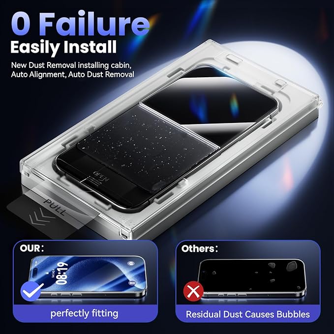 3 Pack Screen Protector for iPhone17 Pro【6.3 inch】, iPhone 17pro Screen Protector with 1-Second Auto-Install,9H Hardness, Military-Grade Shatterproof, Full Coverage, HD Clear Glass film,Case Friendly