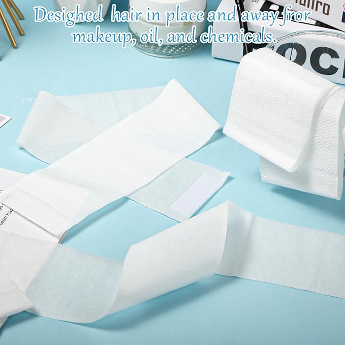 300 Pcs Disposable Spa Facial Headbands Stretch Non Woven Spa Headbands Elastic Skincare Head Wraps Soft Skin Care Hair Band with Convenient Closure for Women Makeup Salon Supplies(White)