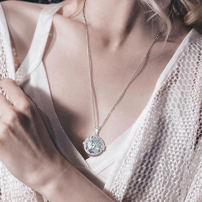 INFUSEU Aromatherapy Gifts Essential Oils Diffuser Jewelry for Women, Cute Animals Pendant Necklaces, 7 Lava Rocks Stones, 24" Chain