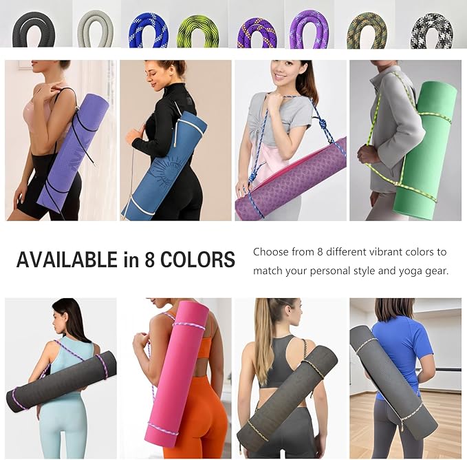 DAOSUN Yoga Mat Strap - 8MM Adjustable Paracord Carrier for Carrying Yoga Mats, Camping Pads & Blankets (Strap Only)
