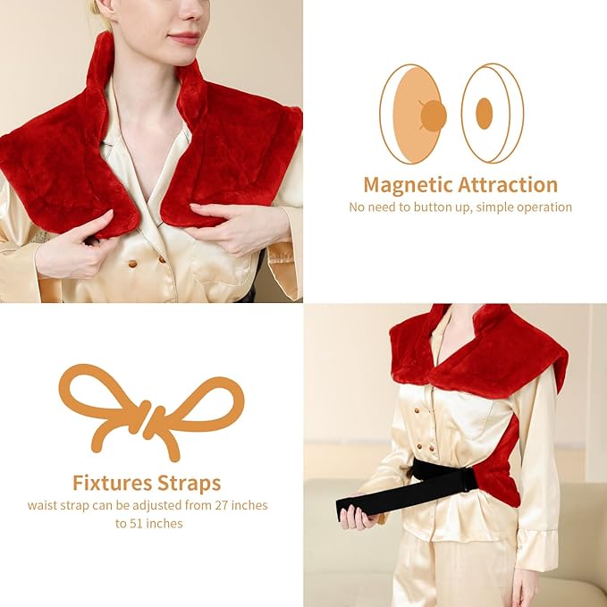 24"x33",Weighted Heating Pad for Back Pain Relief, XXL Large Size Electric Heating Pad for Neck and Shoulders,Neck Heating pad,Warm Christmas Gifts,4 Heat Settings,Auto-Off, Machine Washable,Red