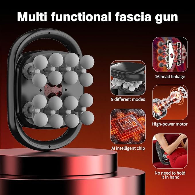 New 16 Head Massage Gun Set, Muscle Relaxation Massage Suitablefor Back Leg and Foot Muscle Relaxation, Deep Tissue Massage Gun,Portable 30-SpeedSettings, (with 16 Gray Massage Heads)