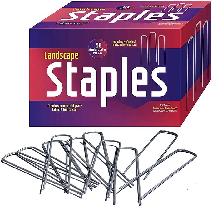 Ashman Galvanized Garden Stakes Landscape Staples and Fence Stake (50 Garden Staples - Heavy Duty & Anti Rust Galvanized)