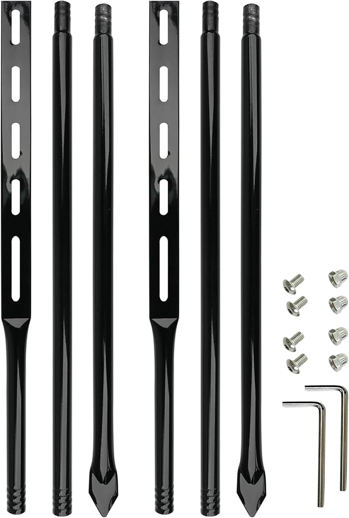 2 Pack Heavy Duty Metal Sign Stakes for Yard, Black Baked Enamel Steel, 52 Inch Length, with Mounting Hardware, Holder for Outdoor Lawn Bar Parking Garage Event