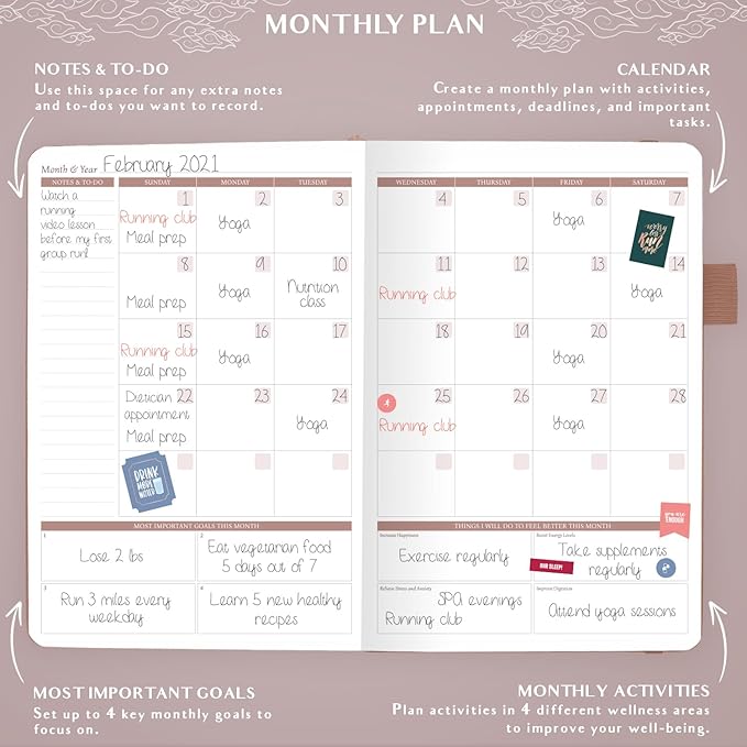 Legend Wellness Planner & Food Journal – Daily Diet & Health Journal with Exercise & Weight Loss Tracker – Nutrition Diary, 6 Months (Dark Terracotta)