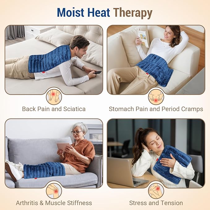 Comfytemp Extra Large Microwavable Heating Pad for Back Pain Relief, 12"x23" 3.7 LB Moist Heat Pad for Neck Shoulder, Cramps, Physical Therapy Mothers Day Gifts for Aches, Joints