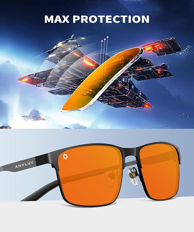 ANYLUV Blue Light Glasses for Men/Women, Lightweight Blue Light Blocking Glasses, Anti-Eye Strain Computer Glasses for Gaming