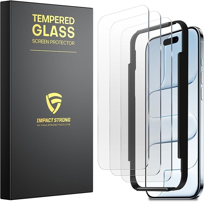 ImpactStrong Shatterproof Tempered Glass Screen Protector for iPhone 17 Air [Easy Installation Frame] [Bubble Free] [9H Hardness] [Full Coverage] Case Friendly, 6.6 Inch - (3-Pack)