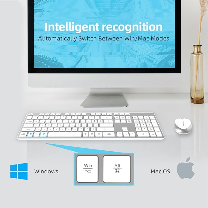 BFRIENDit Wireless Keyboard and Mouse Combo, Ultra - Quiet Chocolate Keys 2.4GHz Connection Slim Wireless Computer Keyboard for Mac, Windows 11/10/8/7/Vista, Microsoft & PC, Smart TV - Silver