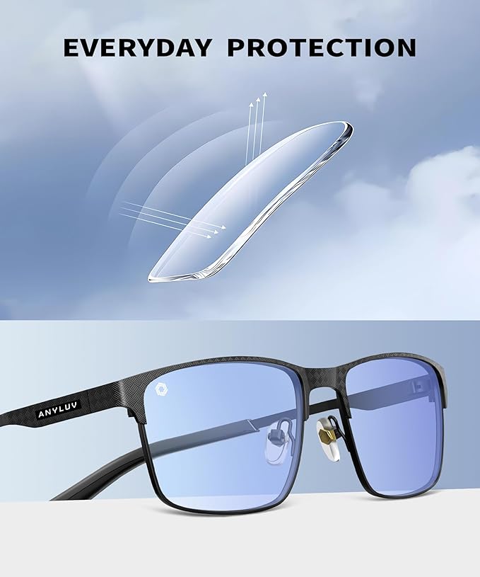 ANYLUV Blue Light Glasses for Men/Women, Lightweight Blue Light Blocking Glasses, Anti-Eye Strain Computer Glasses for Gaming