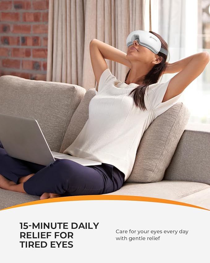 CooCoCo Eye Massager with Heat, Relaxation Birthday Gifts for Mom Dad Women Men Her Him, Heated Eye Mask for Migraine & Headache Relief, Dry Eyes, Improved Sleep