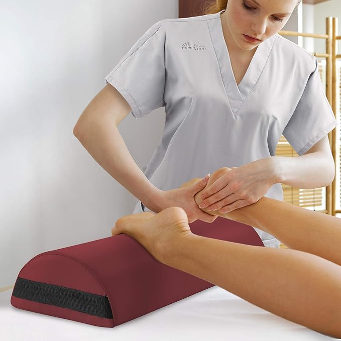 Saloniture Jumbo Half Round Massage Table Bolster Pillow Pad - 26 x 9 x 4.5 Inch - Burgundy