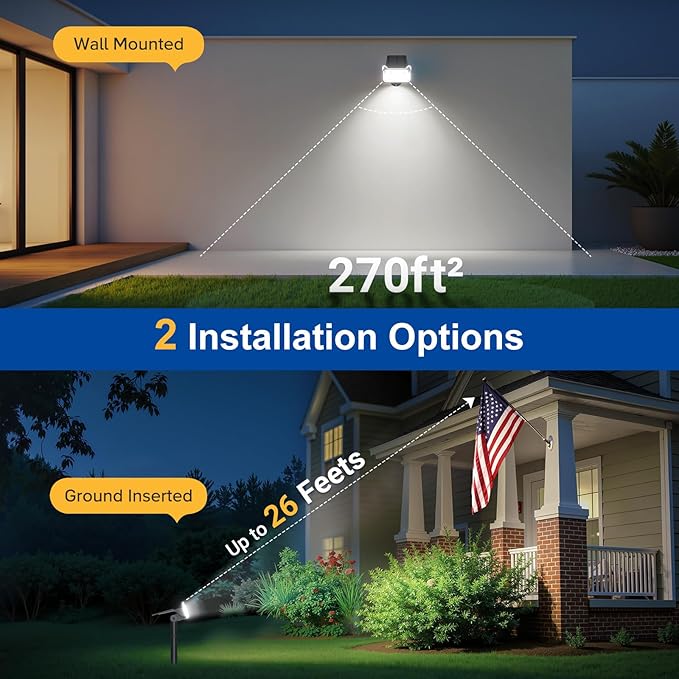 LETMY Solar Spot Lights Outdoor Waterproof with Bigger LED, 6 Pack Auto ON/OFF 135°Adjustable Solar Lights Outdoor, 2-in-1 Wall Lights & 2 Modes Landscape Spotlights for Tree Yard Pathway Garden Decor