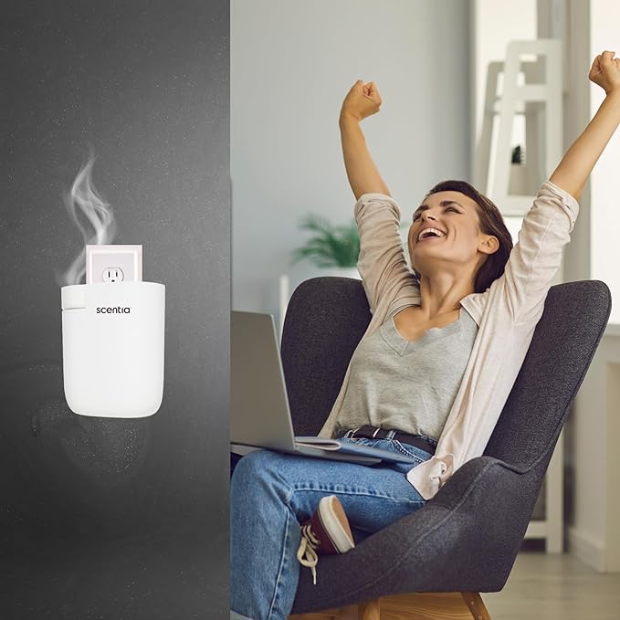 Home Scent Diffuser Starter Kit |Plug in Waterless Aroma Diffuser for Essential Oils | for Home, Office,Spa, Smart App | Covers up to 500 Sq. Ft. | White | 20ml Oil Included- Best Gift