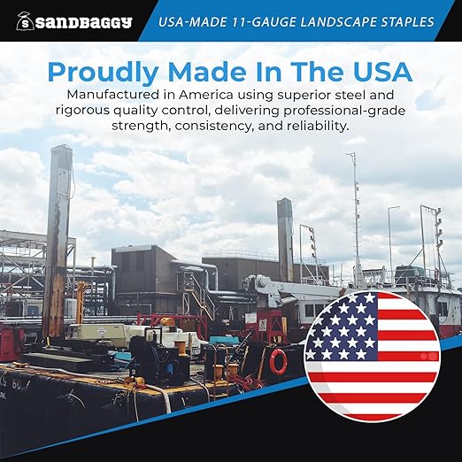 Sandbaggy USA Made 6-inch Landscape Staples - Garden Stakes - Landscaping Fabric, Netting, Sod, Artificial Turf (Standard (Galvanized), 5000)