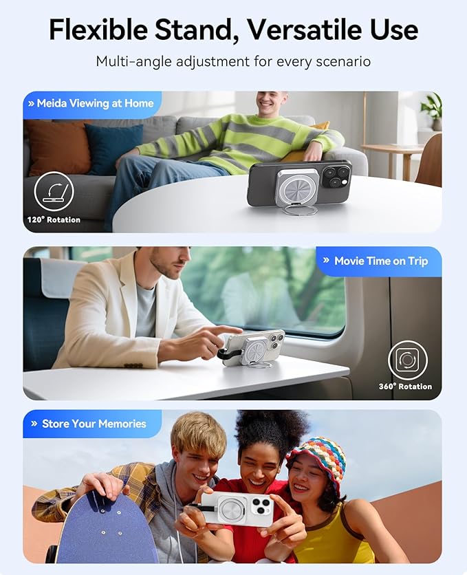 ORICO 2TB Magnetic External SSD with Kickstand, Up to 2000MB/s, 4K ProRes HDR Record and Store, Aluminum Alloy, MagSafe Portable SSD for iPhone 16 Pro Max, Tablet, Computer - CZ20PLUS