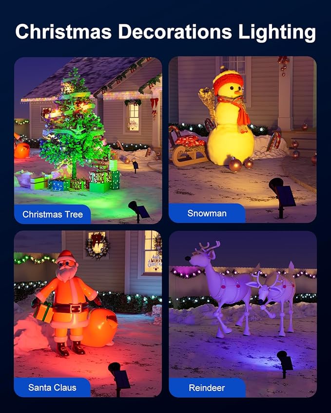 2 Pack Color Changing Solar Spotlights Outdoor for Halloween Decorations, Skeletons, Tombstones, Pumpkin, Waterproof Solar Landscape Spot Lights Uplighting for Outside House, Yard, Garden, Pathway