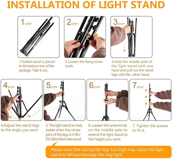 Ring Light Kit:18"/45cm Outer 55W6700k Dimmable LED Light, Tripod Stand, Remote Controller,Box for Camera,Smartphone,YouTube,TikTok,Self-Portrait Shooting,CRI90,Black